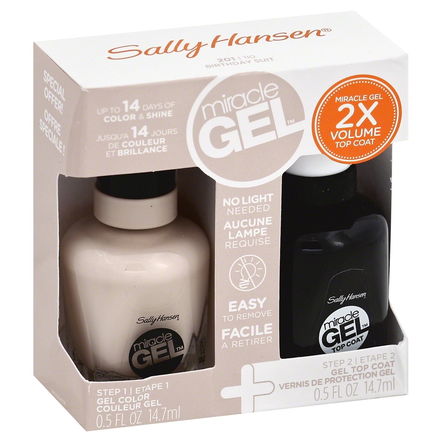 slide 1 of 8, Sally Hansen Miracle Gel Duo Nail Color - Birthday Suit, 1 fl oz