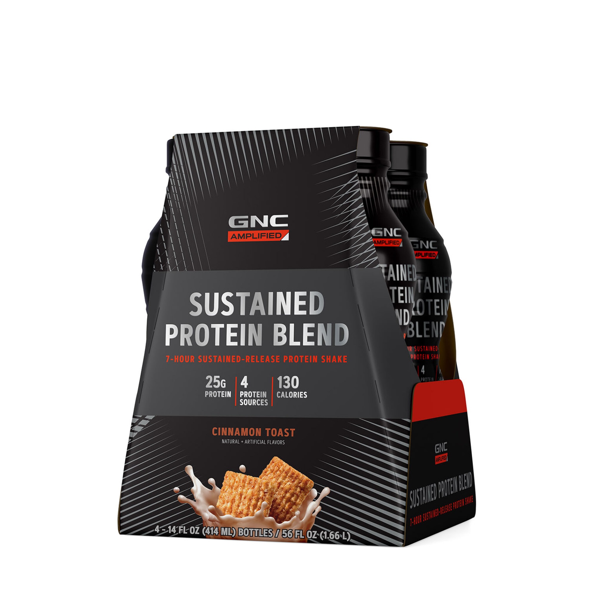 slide 1 of 1, GNC AMP Sustained Protein Blend - Cinnamon Toast, 4 ct