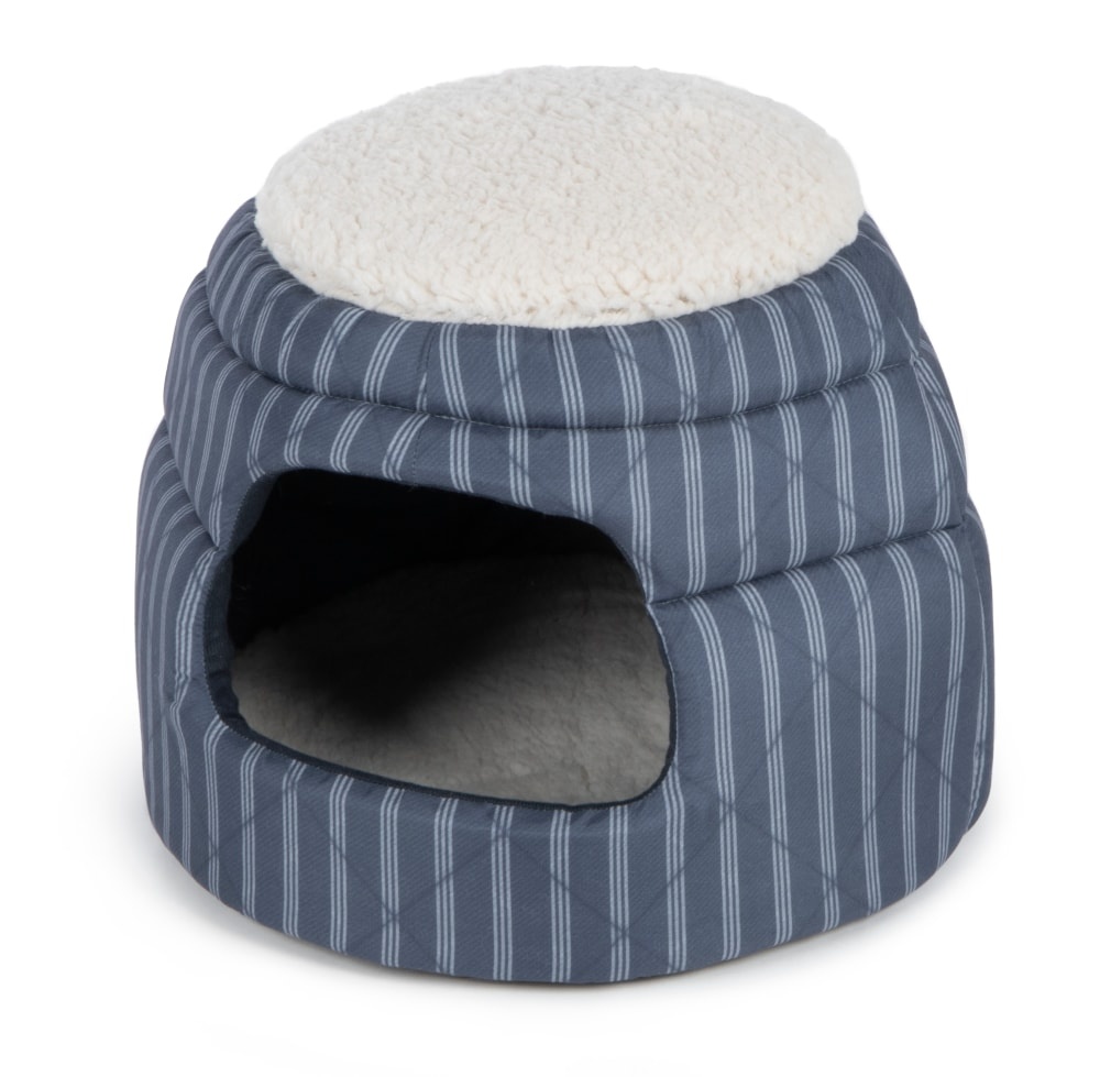 slide 1 of 1, SmartyKat Hooded Cat Bed - Blue/White, 1 ct