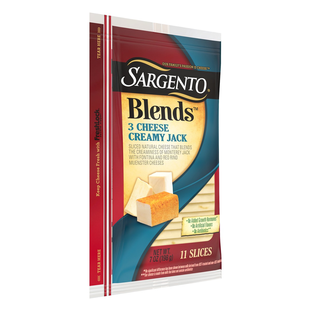slide 2 of 9, Sargento®Blends™ 3 Cheese Creamy Jack Sliced Natural Cheese, 11 slices, 11 ct