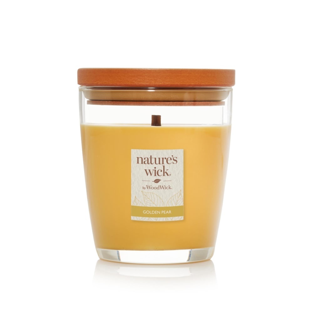 slide 1 of 1, Woodwick Nature's Wick Medium Jar Candle, Golden Pear, 10 oz