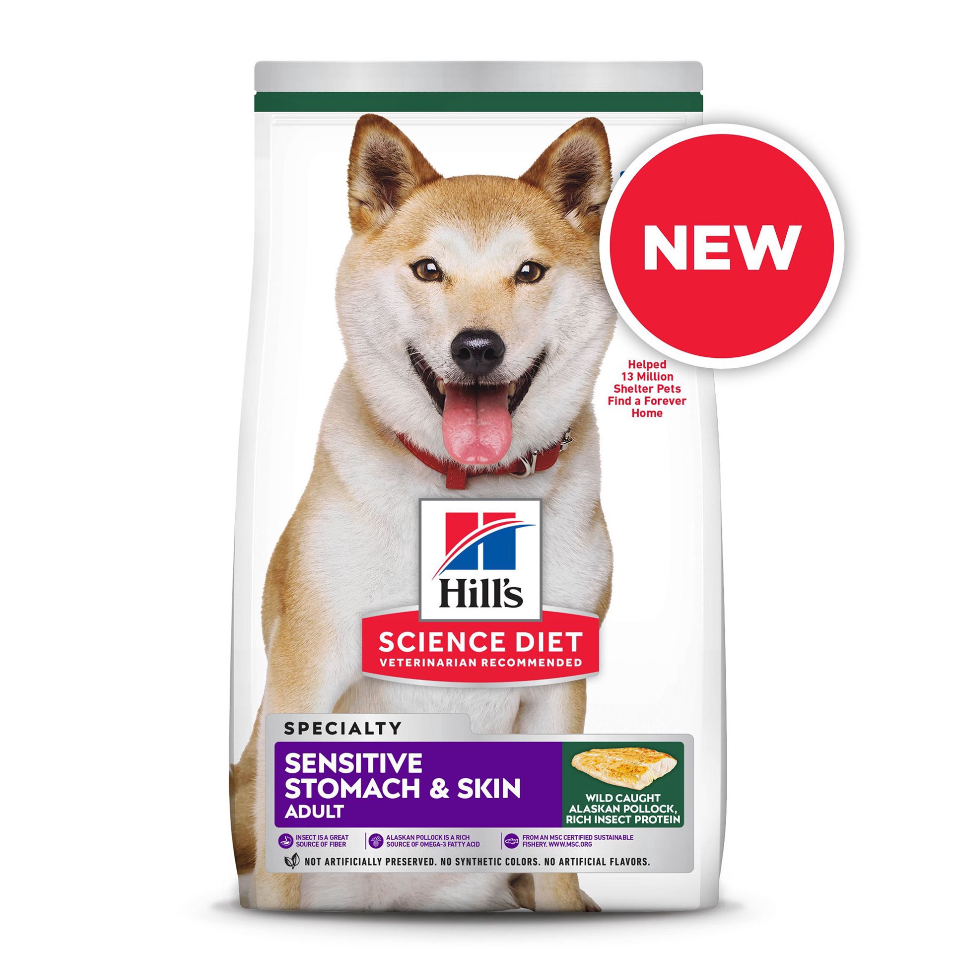 slide 1 of 1, Hill's Science Diet Adult Sensitive Stomach & Skin Pollock Meal, Barley & Insect Meal Recipe Dry Dog Food, 3.5 lb, 3.5 lb