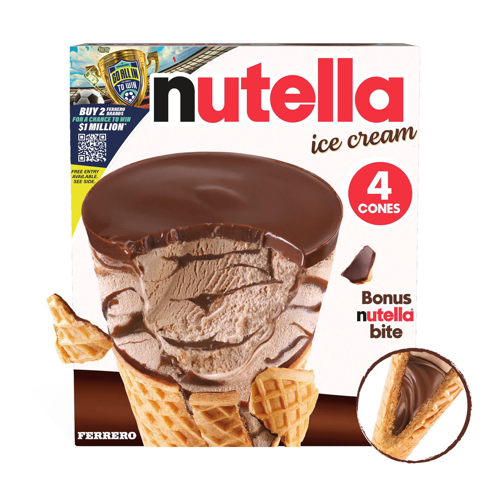 slide 1 of 15, Nutella Ice Cream Cones, 4 pk, 3.04 oz