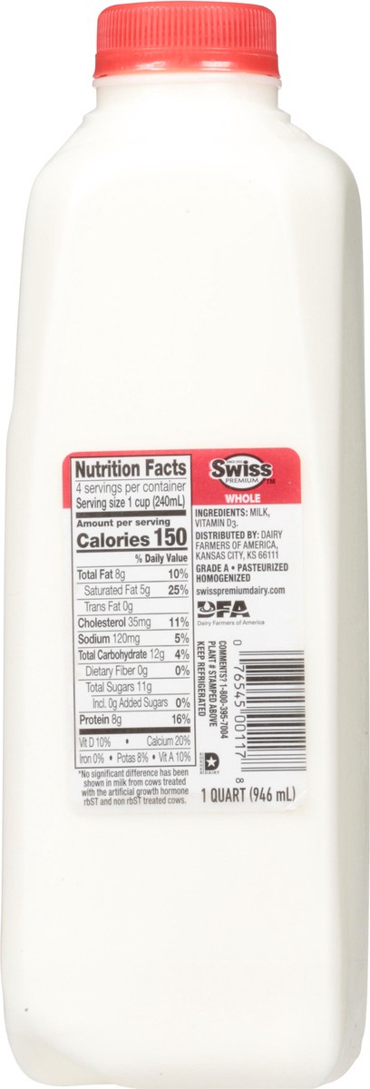 slide 4 of 14, Swiss Premium Whole Milk 1 Qt, 1 qt