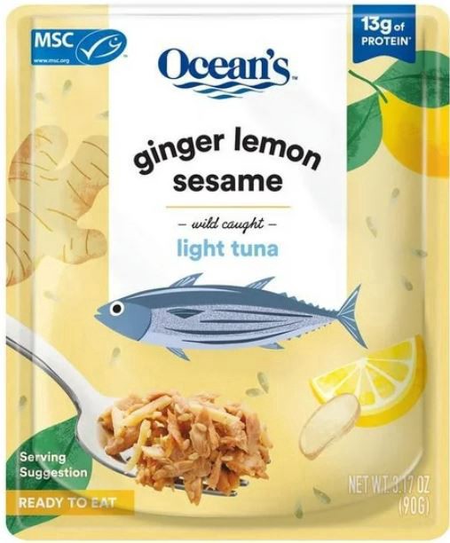 slide 1 of 1, Ocean's - Oceans Tuna Pouches Ginger Lemon Sesame, 3.17 oz