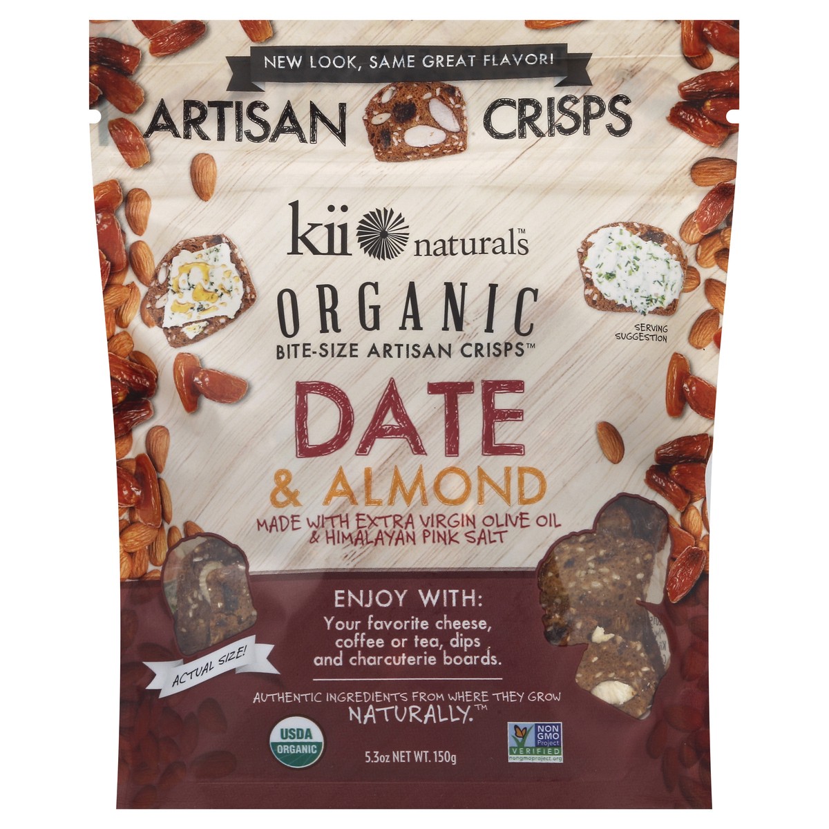 slide 3 of 3, kii naturals Date And Almond Crisps, 5.3 oz