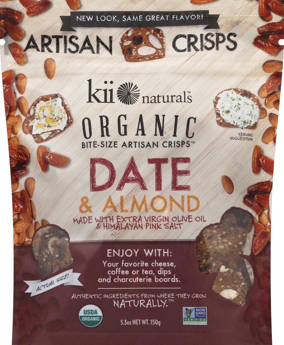 slide 1 of 3, kii naturals Date And Almond Crisps, 5.3 oz