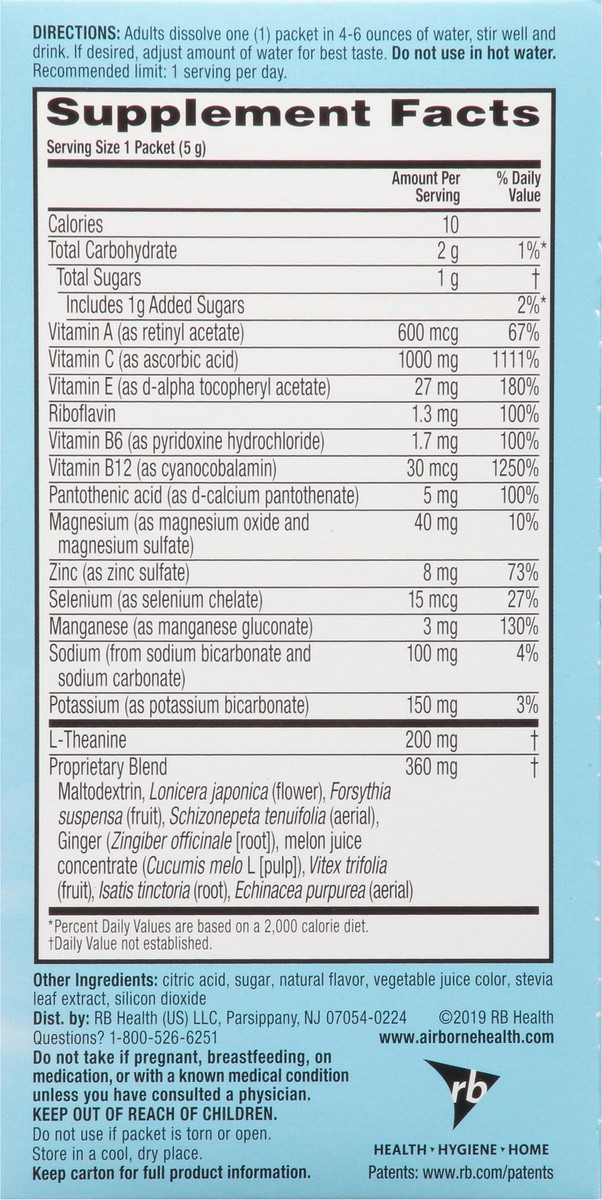 slide 4 of 11, Airborne Zesty Orange Immune Support + Everyday Stress Away Powder Packets 16- 0.18 oz Packets, 16 ct