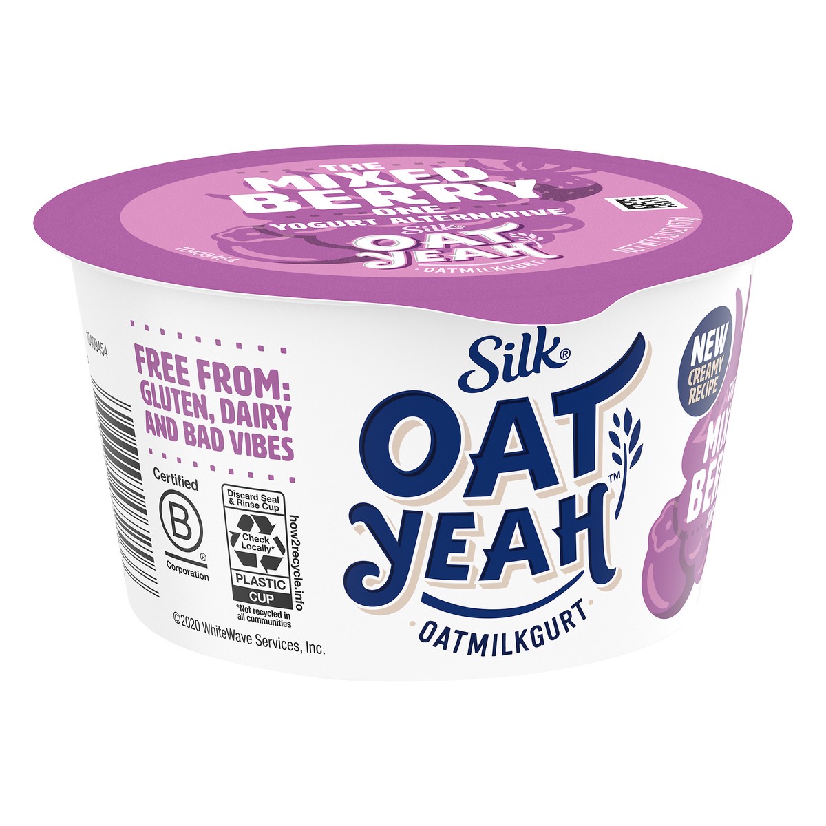 slide 7 of 10, Silk Oat Yeah Oat Milk Dairy-Free Yogurt Alternative, The Mixed Berry One, Gluten-Free, Vegan, Non-GMO Project Verified, 5.3 oz., 5.3 oz