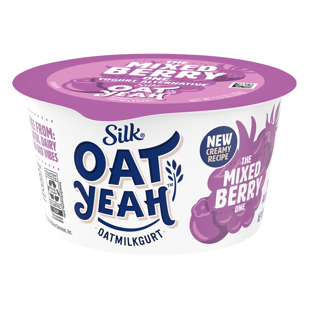 slide 4 of 10, Silk Oat Yeah Oat Milk Dairy-Free Yogurt Alternative, The Mixed Berry One, Gluten-Free, Vegan, Non-GMO Project Verified, 5.3 oz., 5.3 oz