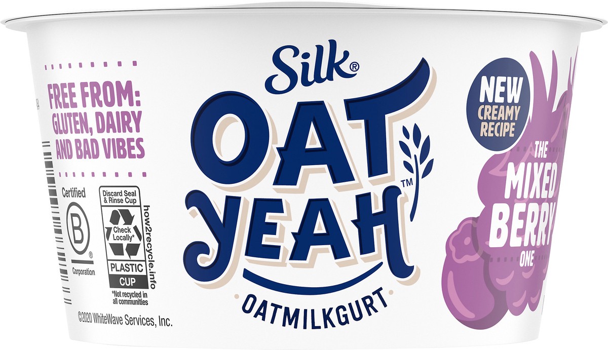 slide 10 of 10, Silk Oat Yeah Oat Milk Dairy-Free Yogurt Alternative, The Mixed Berry One, Gluten-Free, Vegan, Non-GMO Project Verified, 5.3 oz., 5.3 oz