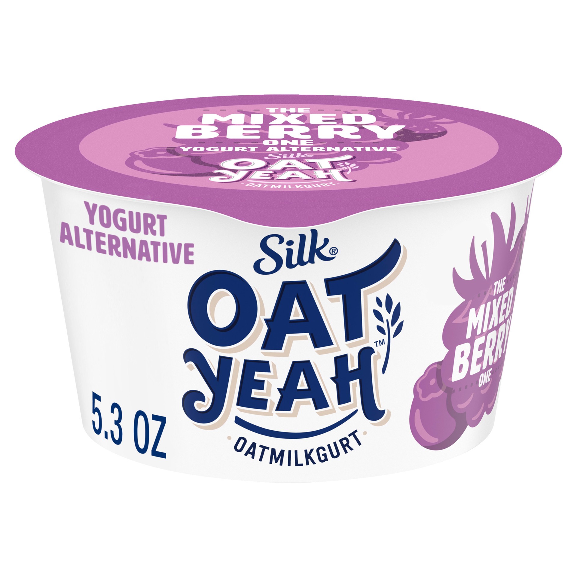 slide 1 of 10, Silk Oat Yeah Oat Milk Dairy-Free Yogurt Alternative, The Mixed Berry One, Gluten-Free, Vegan, Non-GMO Project Verified, 5.3 oz., 5.3 oz