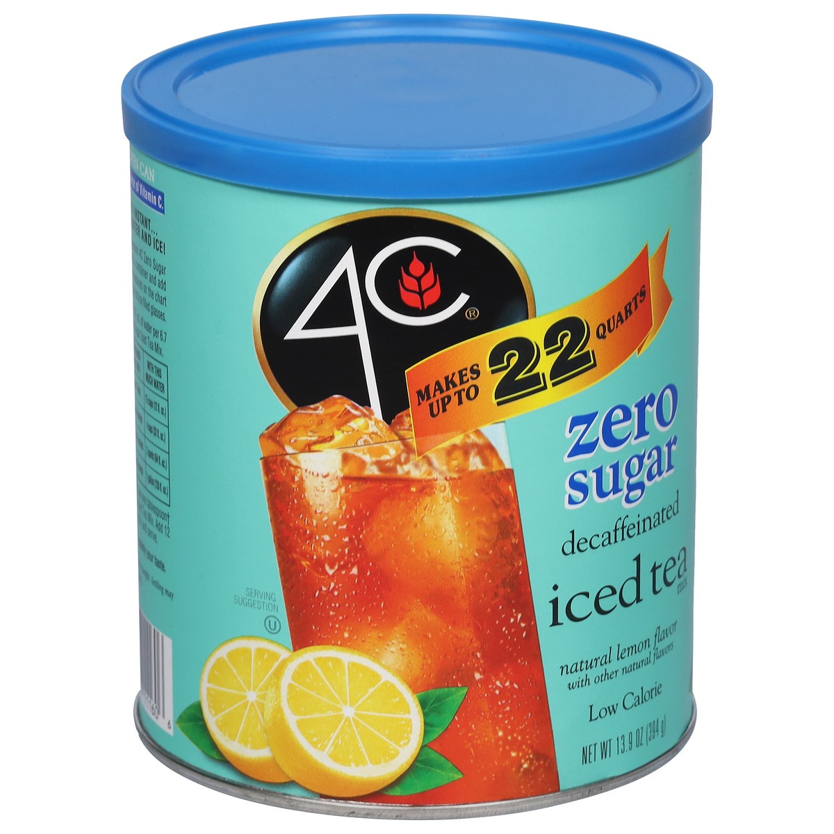 slide 2 of 9, 4C Low Calorie Zero Sugar Decaffeinated Lemon Iced Tea Mix 13.9 oz, 13.9 oz