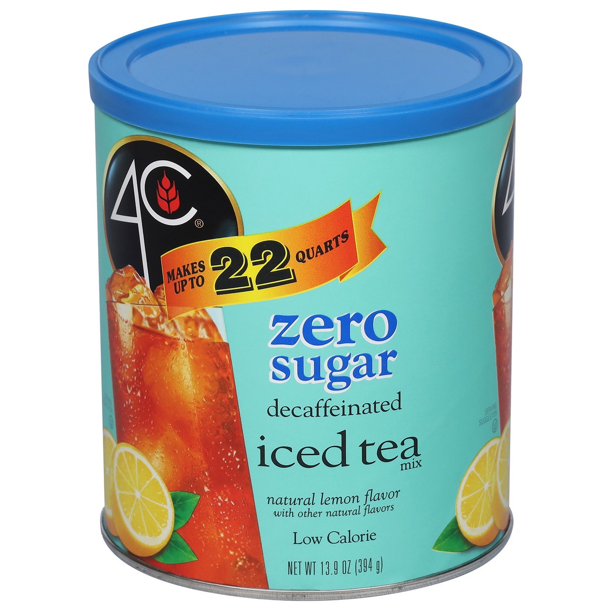 slide 3 of 9, 4C Low Calorie Zero Sugar Decaffeinated Lemon Iced Tea Mix 13.9 oz, 13.9 oz