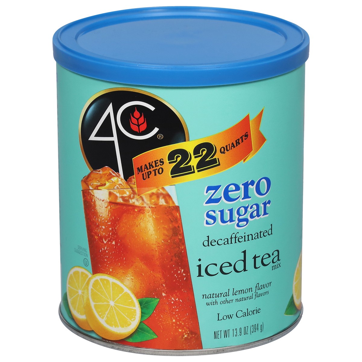 slide 1 of 9, 4C Low Calorie Zero Sugar Decaffeinated Lemon Iced Tea Mix 13.9 oz, 13.9 oz