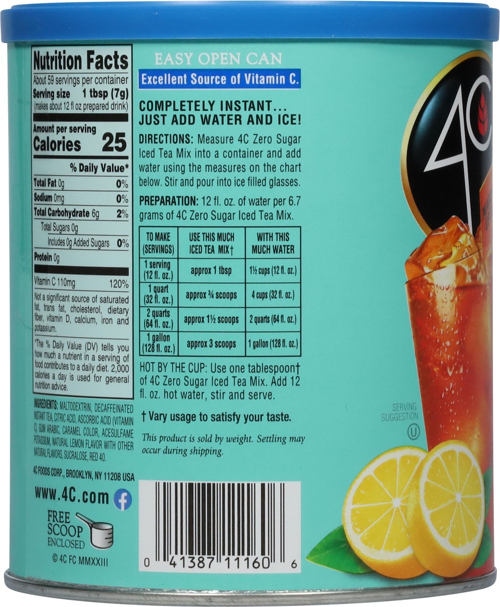 slide 7 of 9, 4C Low Calorie Zero Sugar Decaffeinated Lemon Iced Tea Mix 13.9 oz, 13.9 oz