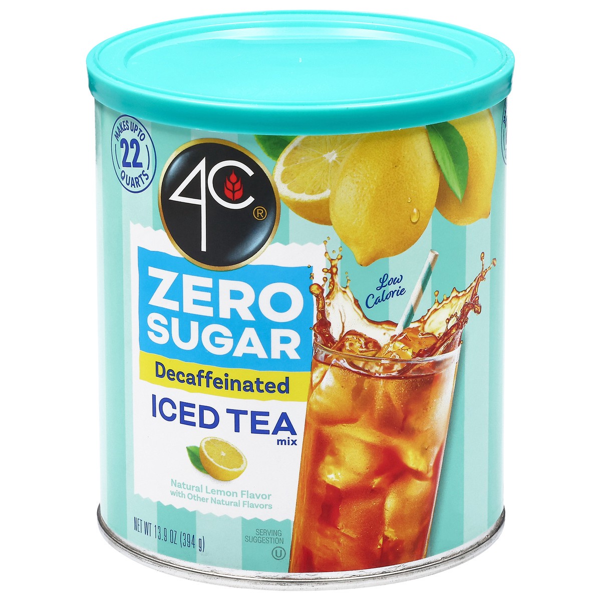 slide 1 of 9, 4C Low Calorie Zero Sugar Decaffeinated Lemon Iced Tea Mix- 13.9 oz, 13.9 oz
