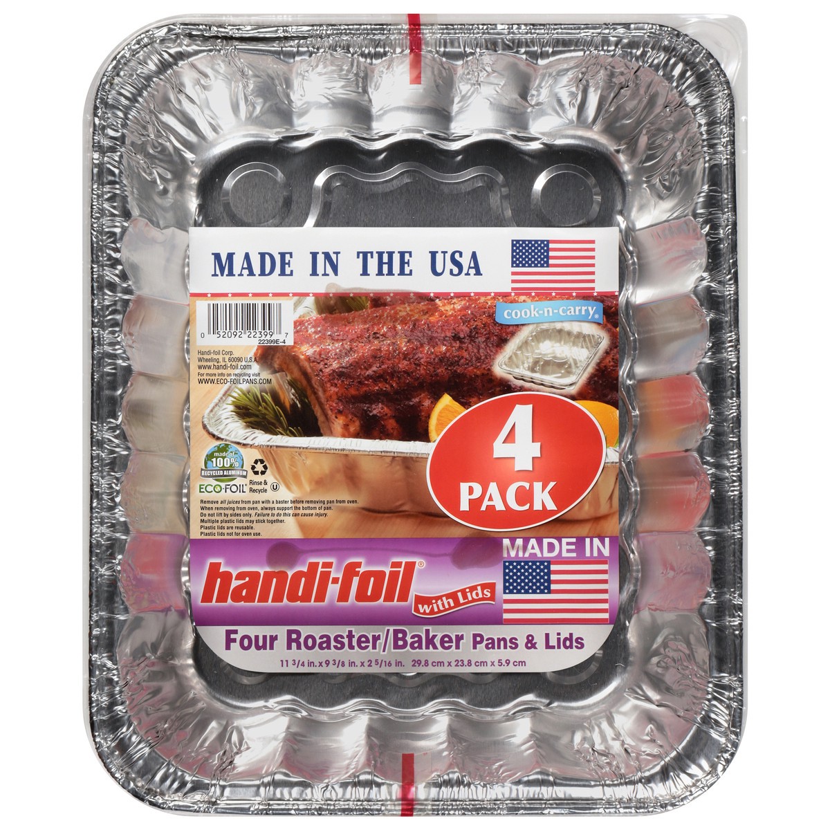 slide 1 of 9, Handi-foil Roaster/Baker Pans & Lids 4 Each, 4 ct