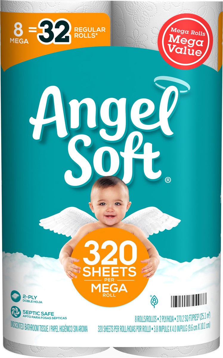 slide 2 of 6, Angel Soft Toilet Paper, 8 Mega Rolls, 8 ct
