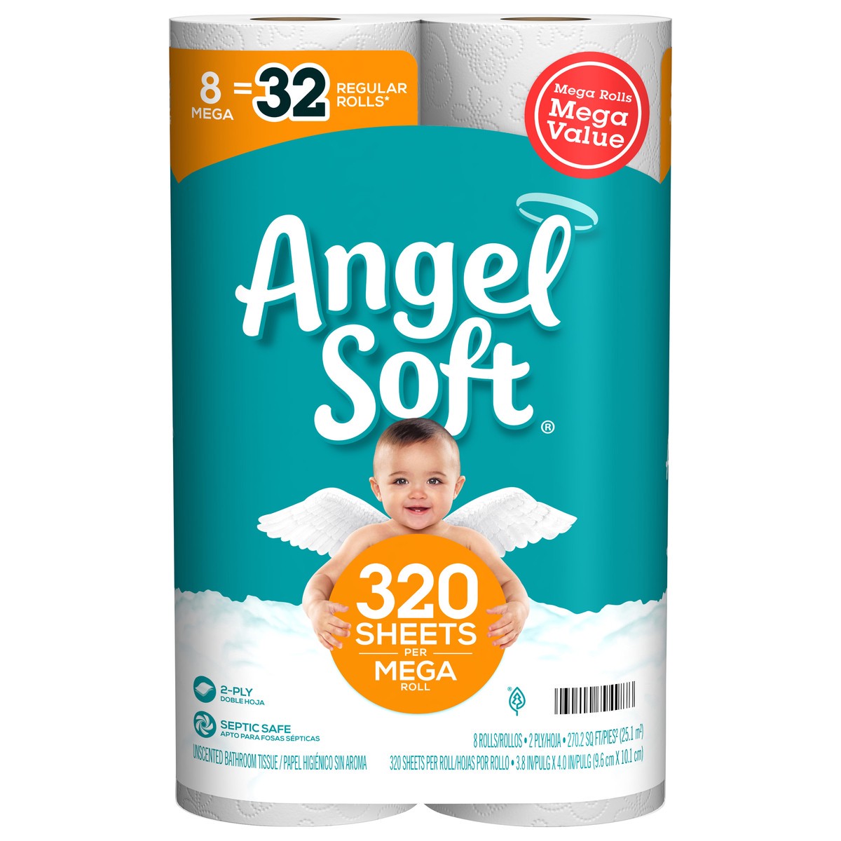 slide 1 of 6, Angel Soft Toilet Paper, 8 Mega Rolls, 8 ct