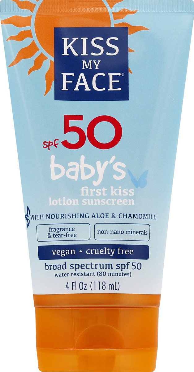 slide 5 of 6, Kiss My Face Sunscreen, First Kiss, Baby's, Lotion, SPF50, 4 oz