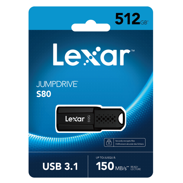 slide 1 of 6, Lexar Jumpdrive S80 Usb 3.1 Flash Drive, 64Gb, Black, Ljds80-64Gbnbnu, 1 ct