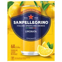San Pellegrino Italian Sparkling Drink Limonata, Sparkling Lemon Beverage, of Cans - 66.9 oz