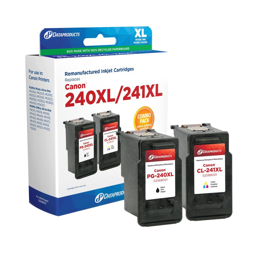slide 1 of 1, Dataproducts Canon Pg-240Xl/Cl-241Xl Black & Color Ink Cartridges, 2 ct
