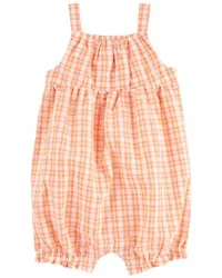 Carters Baby Gingham Seersucker Romper Orange 6M