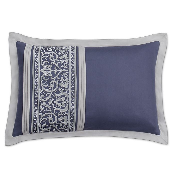 slide 1 of 1, Bridge Street Santorini Embroidered Oblong Throw Pillow - Blue/White, 1 ct