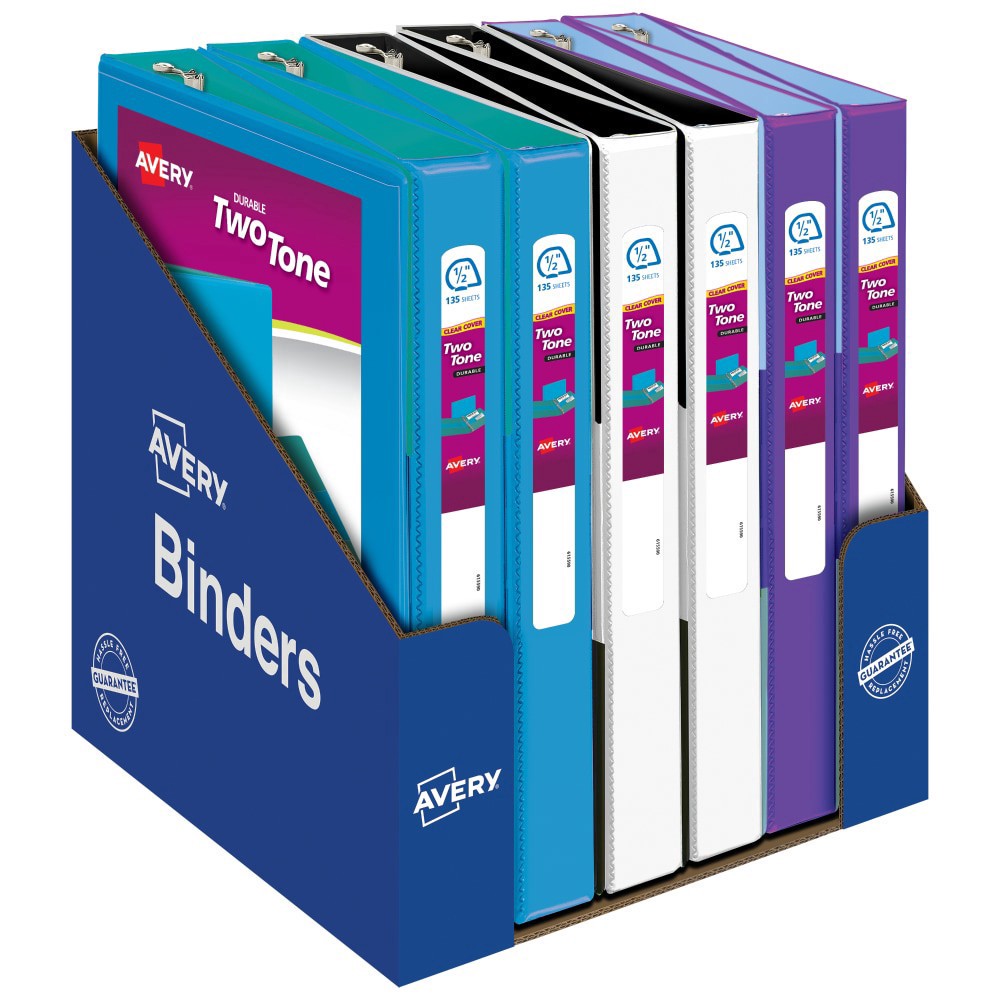 slide 3 of 6, Avery Durable Twotone Binder Assorted, 0.5 in