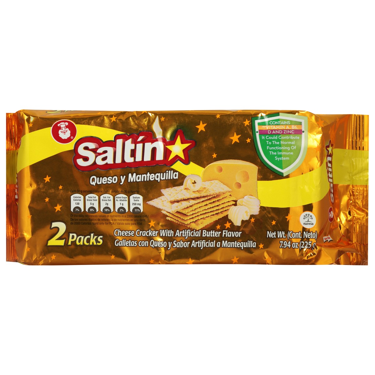 slide 1 of 9, Saltin Butter Flavor Cheese Cracker 2 ea, 2 ct