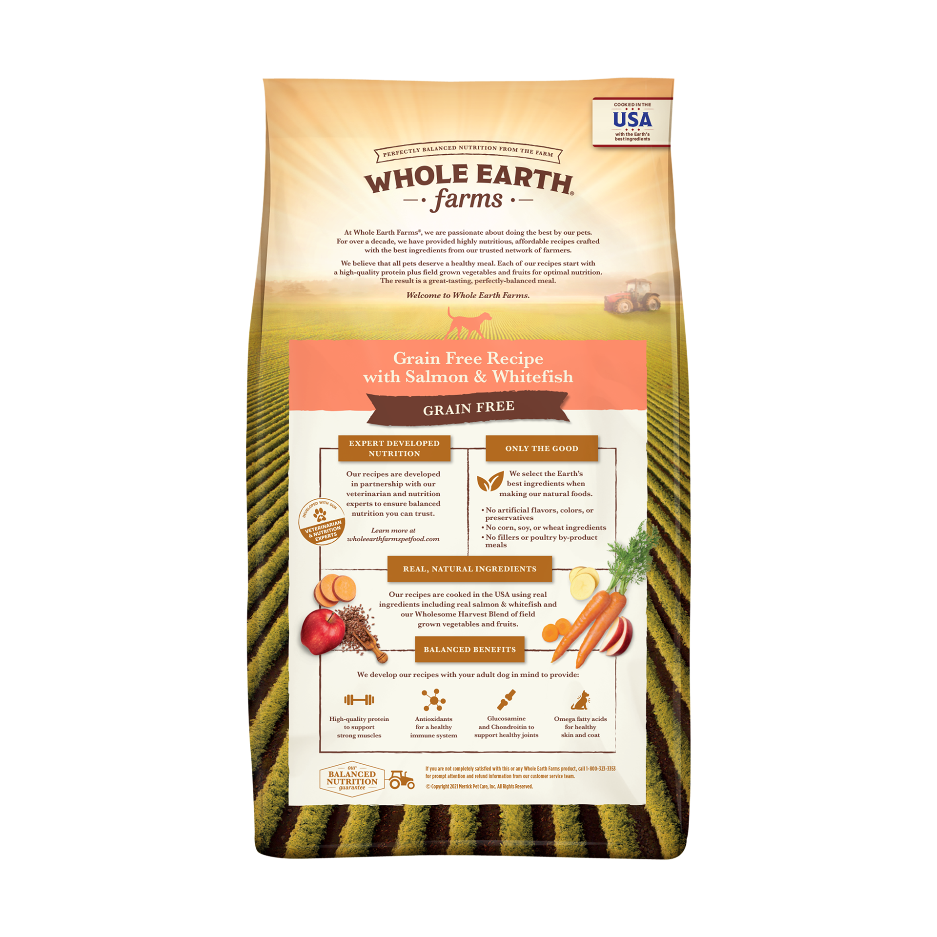 slide 3 of 4, Whole Earth Farms Grain Free Dog Food, Salmon and Whitefish Recipe, Dry Dog Food - 25 lb Bag, 25 lb