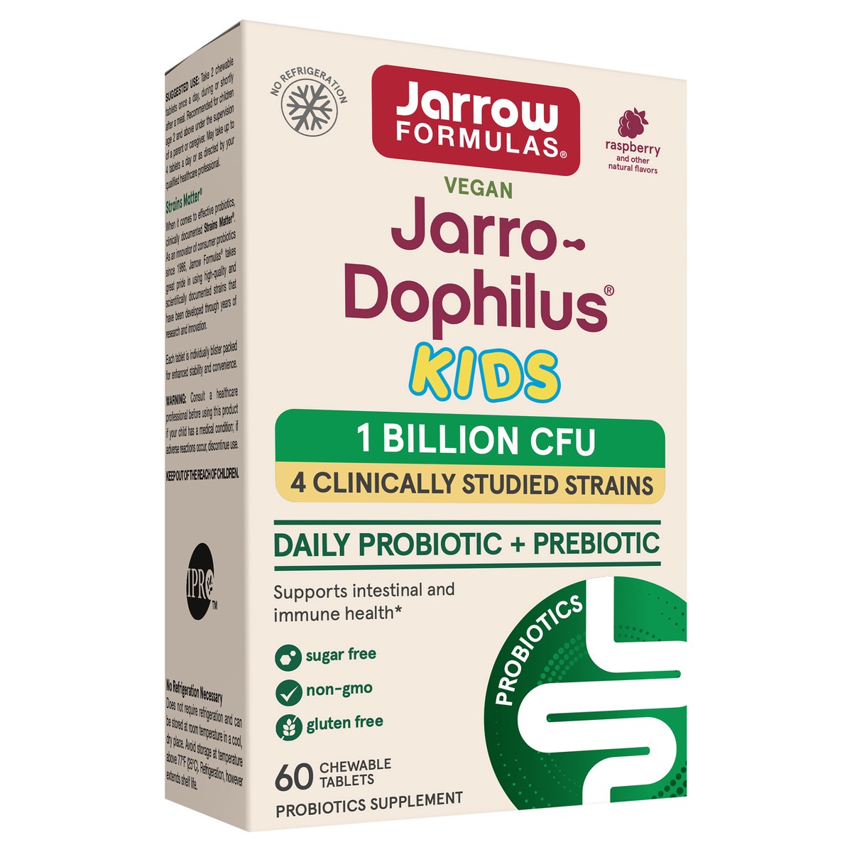 slide 2 of 7, Jarrow Formulas Jarro-Dophilus Kids Probiotics & Prebiotic, Natural Raspberry Flavor 60 Chewable Tablets - Supports Intestinal & Immune Health - 1 Billion CFU - Sugar Free, 60 ct