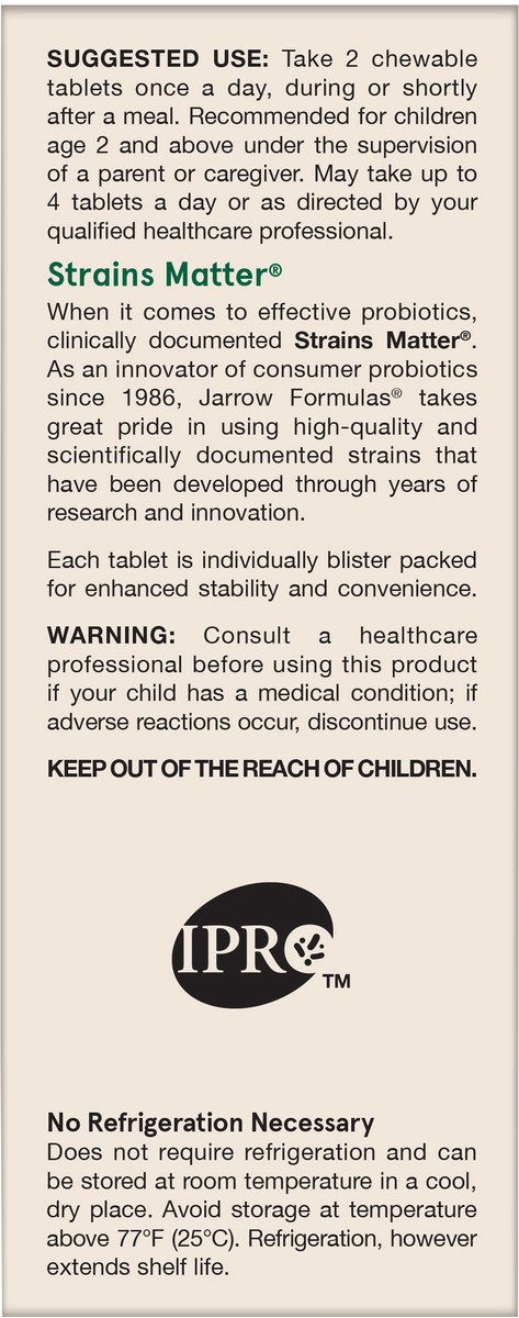 slide 7 of 7, Jarrow Formulas Jarro-Dophilus Kids Probiotics & Prebiotic, Natural Raspberry Flavor 60 Chewable Tablets - Supports Intestinal & Immune Health - 1 Billion CFU - Sugar Free, 60 ct