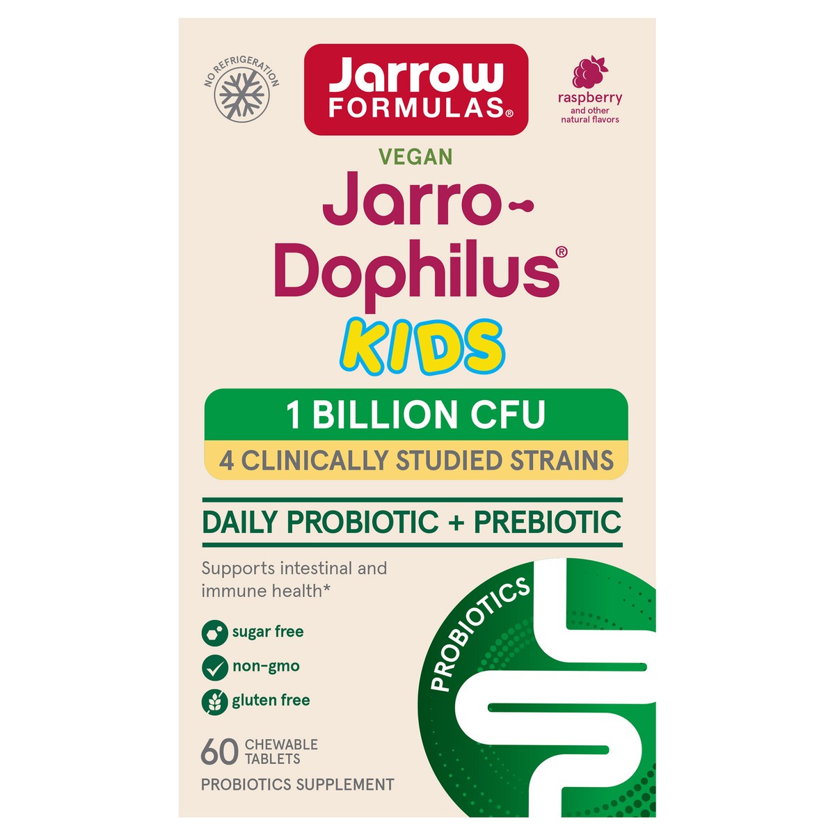 slide 3 of 7, Jarrow Formulas Jarro-Dophilus Kids Probiotics & Prebiotic, Natural Raspberry Flavor 60 Chewable Tablets - Supports Intestinal & Immune Health - 1 Billion CFU - Sugar Free, 60 ct