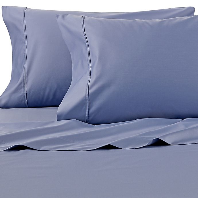 slide 1 of 5, Wamsutta PimaCott Solid 625-Thread-Count Full Sheet Set - Blue Jean, 1 ct