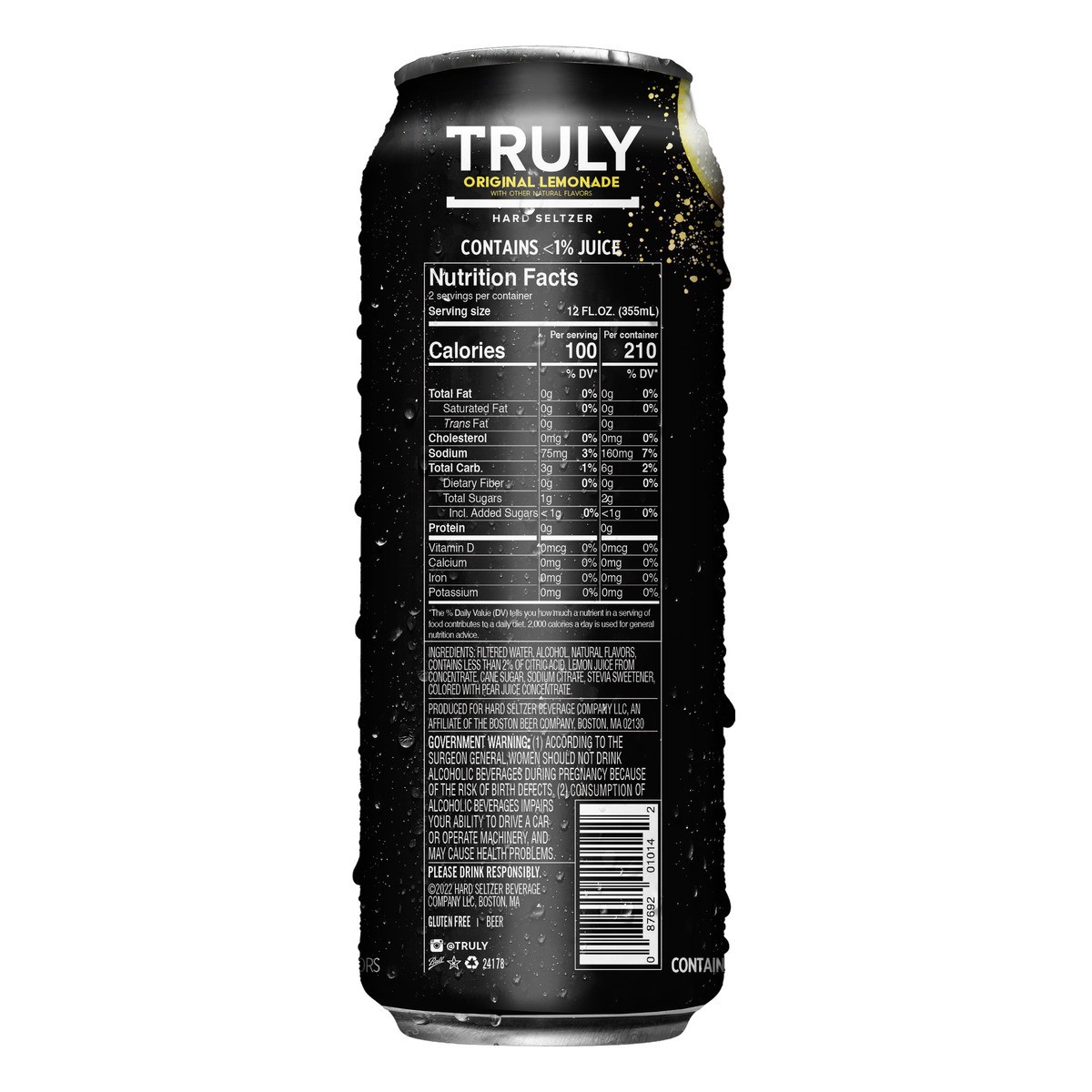 slide 3 of 7, Truly Hard Seltzer, Original Lemonade, 24 fl oz