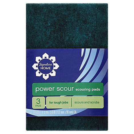 slide 1 of 1, Signature Select/Home Power Scour Pads Scouring Tough Jobs, 3 ct