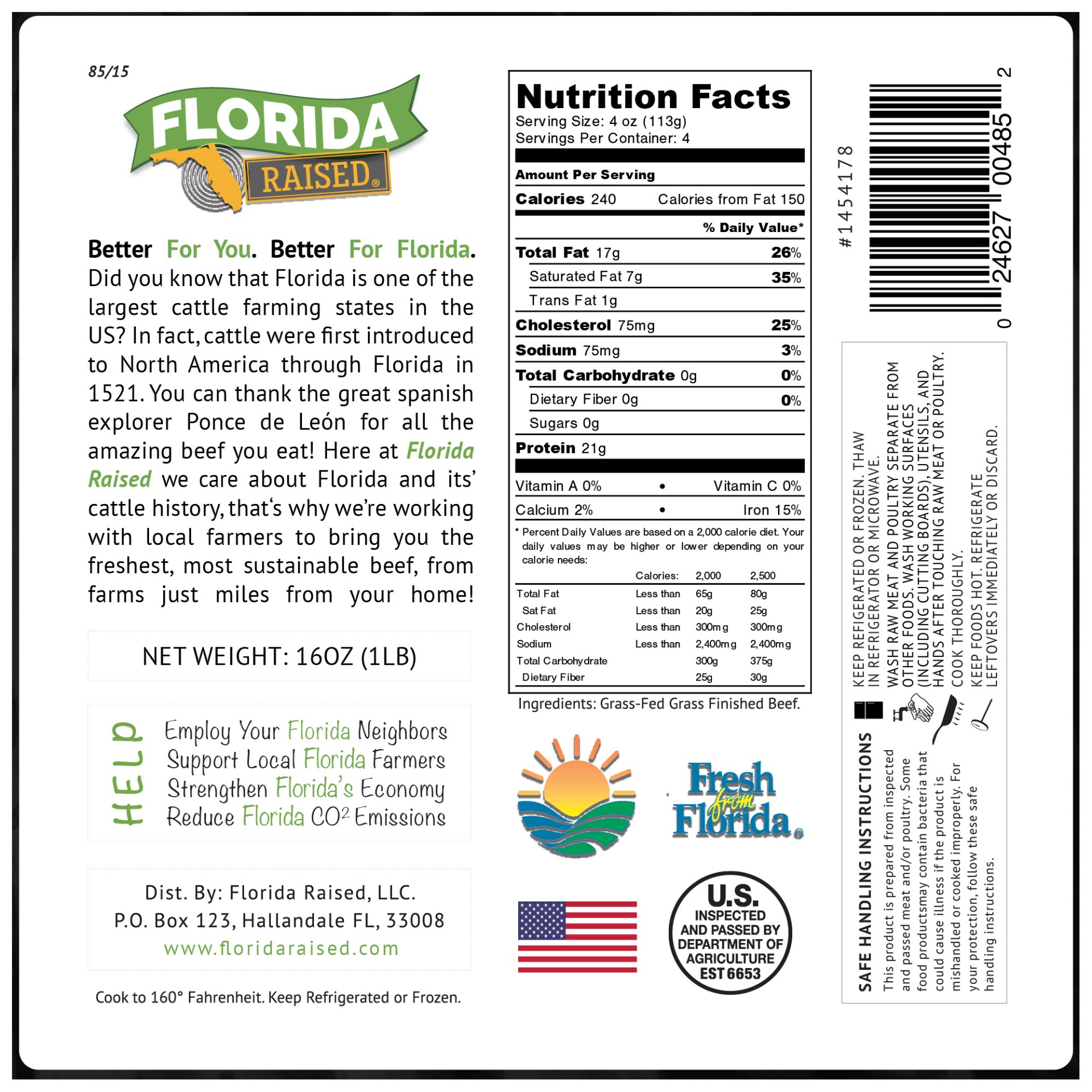 Florida Raised Grass Fed Beef 16 oz Shipt