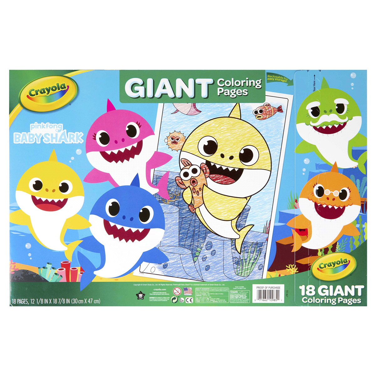 slide 13 of 17, Crayola Baby Shark Giant Coloring Book, 18 ct