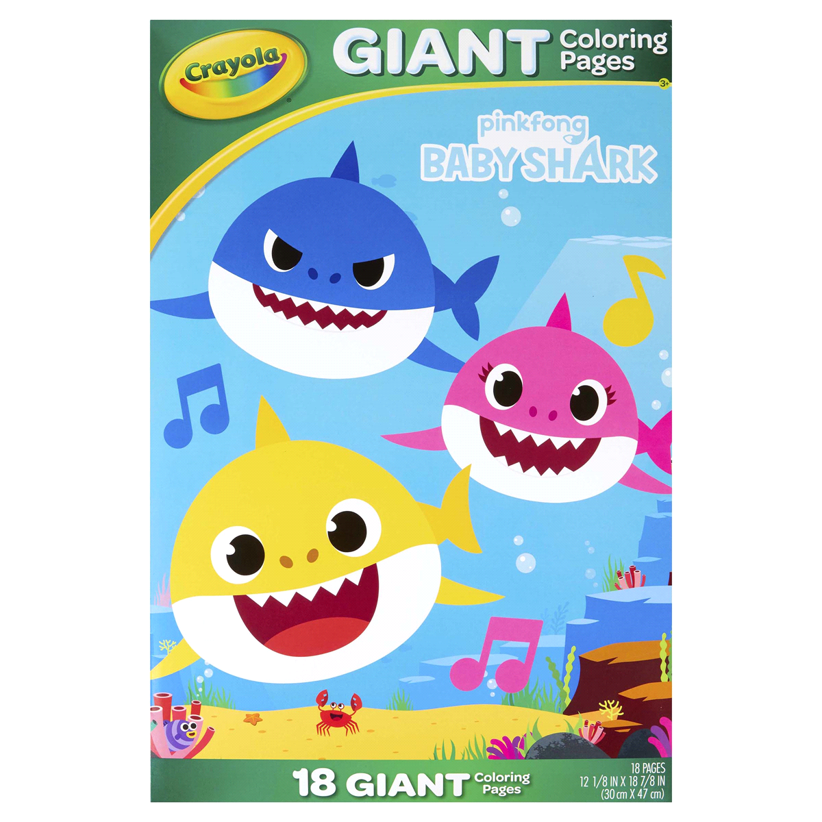 slide 1 of 17, Crayola Baby Shark Giant Coloring Book, 18 ct