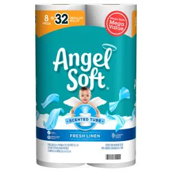Angel Soft Toilet Paper With Fresh Linen Scented Tube, 8 Mega Rolls