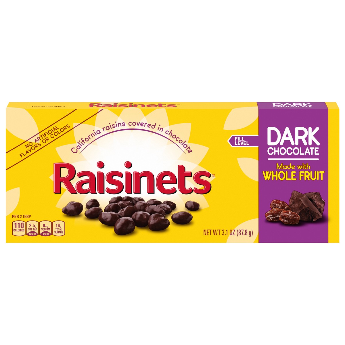 slide 1 of 14, Raisinets Dark Choc Covered Raisins, 3.1 oz