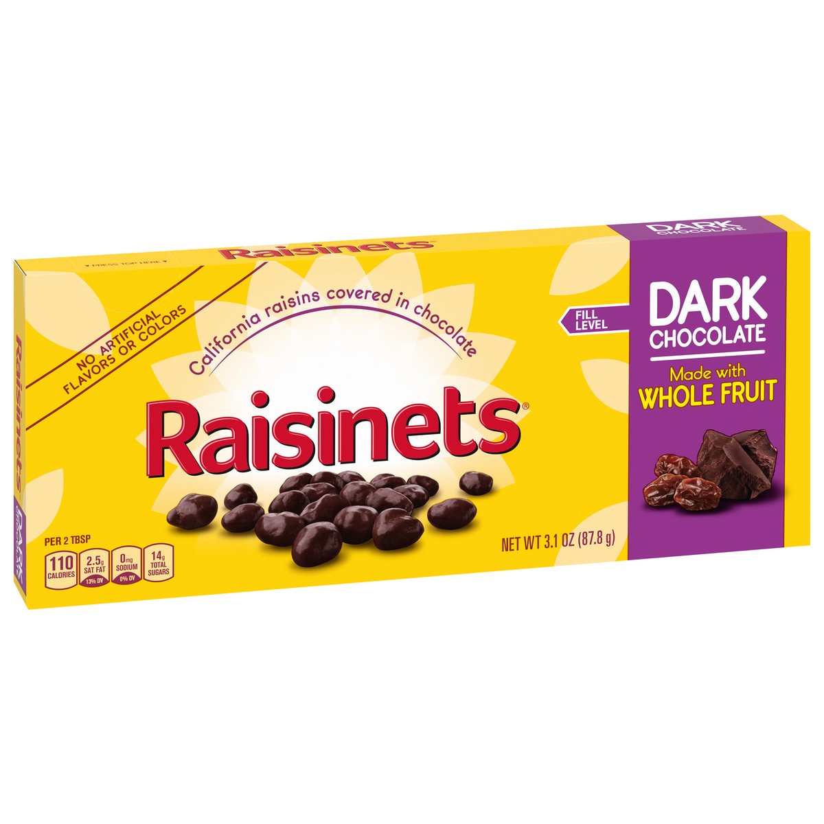 slide 12 of 14, Raisinets Dark Choc Covered Raisins, 3.1 oz