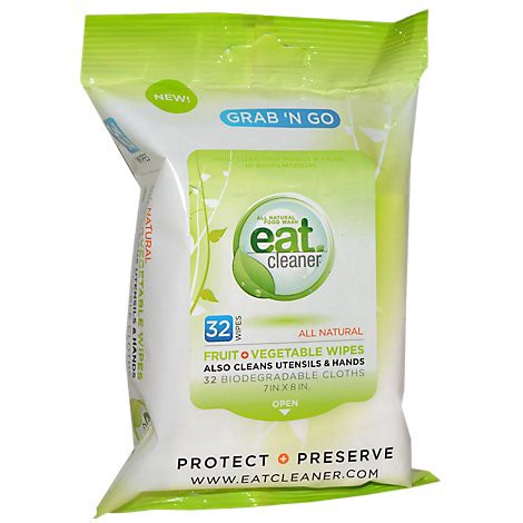 slide 1 of 1, eatCleaner Grab 'N Go Fruit And Vegetable Wipes - 32 Count, 32 ct