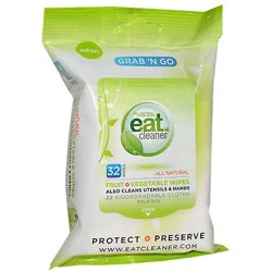eatCleaner Grab 'N Go Fruit And Vegetable Wipes - 32 Count
