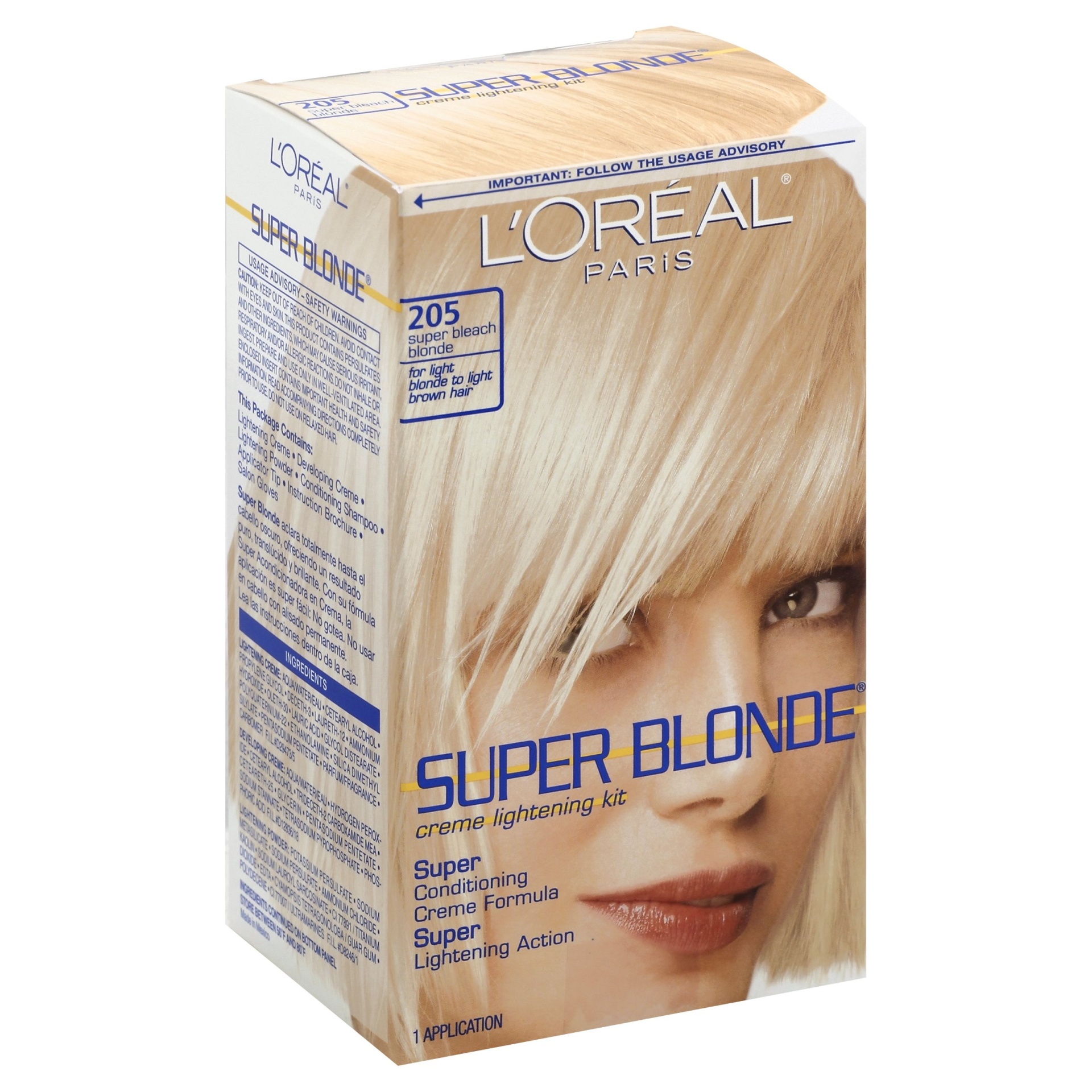 slide 1 of 1, L'Oréal Paris Super Blonde Creme Lightening Kit 205 Super Bleach Blonde 1 Kit Box, 1 ct