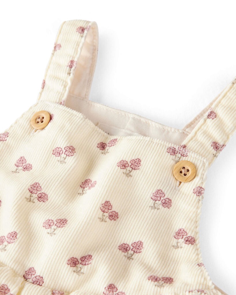 slide 4 of 4, Littleplanet Baby Girl Organic Cotton Corduroy Overalls in Garden Bloom Print Garden Bloom 6M, 1 ct