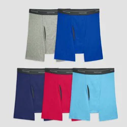 Fruit of the Loom Men's Coolzone 5pk Boxer Briefs - Gray/Blue/Red L